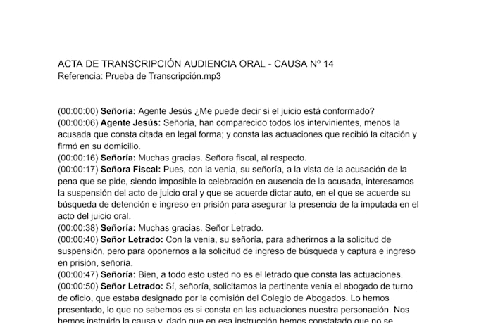 provide professional transcriptions in spanish